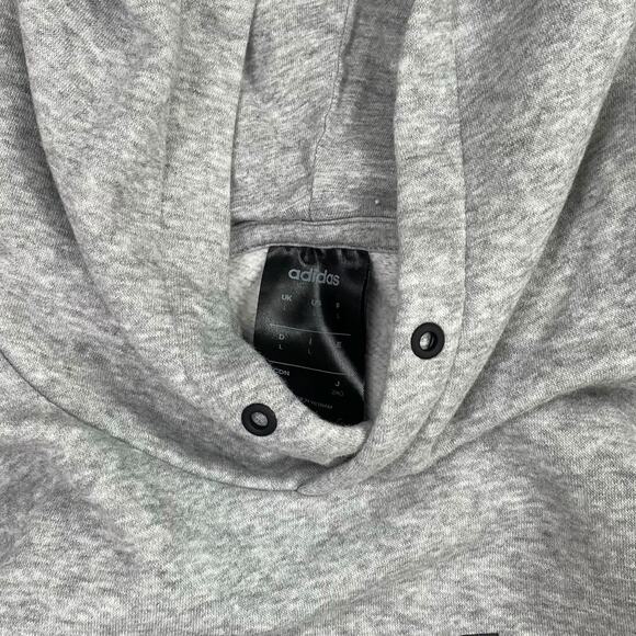 Adidas Hoodie Light Grey Cotton Black 3 Stripes Spellout Logo - Picture 3 of 3